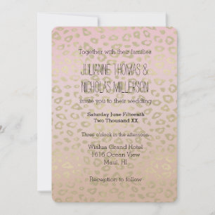 Invitación Boda de impresión de leopardo de oro rosa Ombre