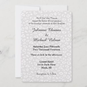 Invitación Boda de impresión de leopardo gris y blanco