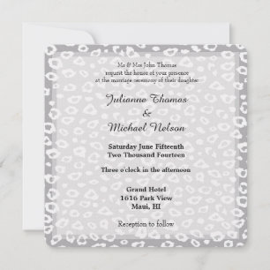 Invitación Boda de impresión de leopardo gris y blanco