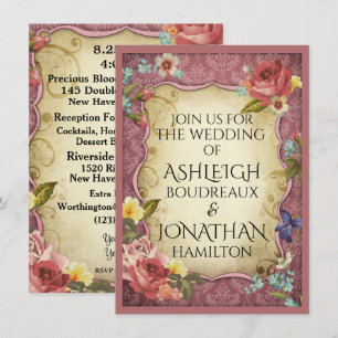 Invitación Boda de impresión de pergamino de época