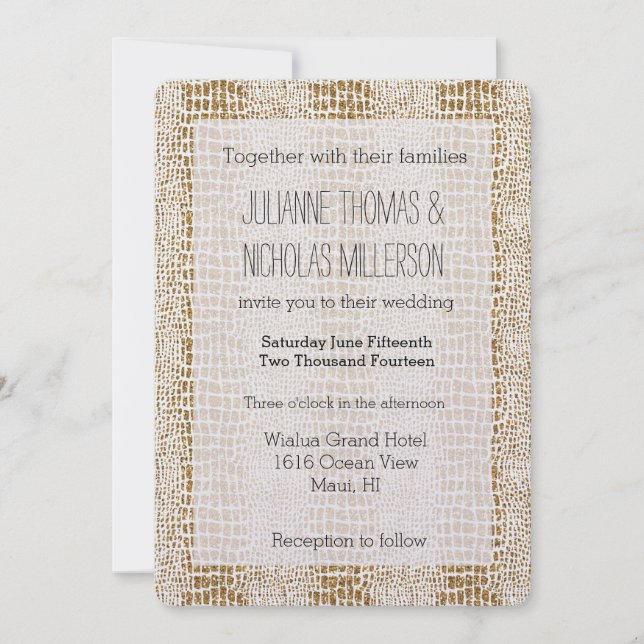 Invitación Boda de impresión de Purpurina dorado (Anverso)
