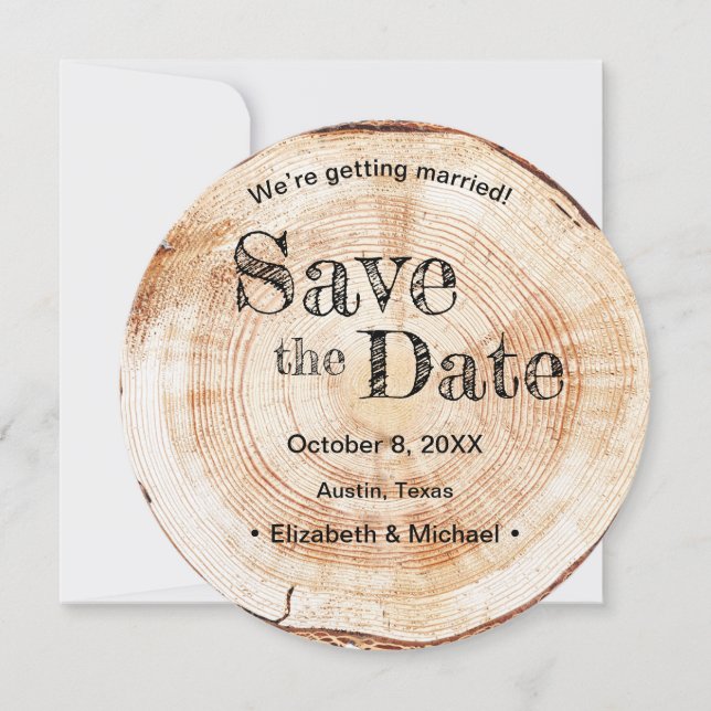 Invitación Boda de impresión de simulación de disco de madera (Anverso)