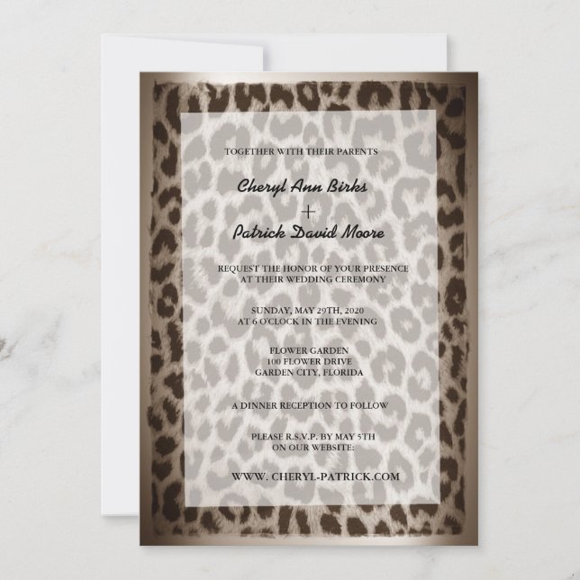 Invitación Boda de impresión elegante y moderno de leopardo d (Anverso)