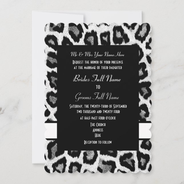 Invitación Boda de impresión en blanco y negro (Anverso)