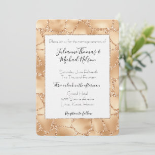 Invitación Boda de impresión Glitzy Giraffe Gold Peach
