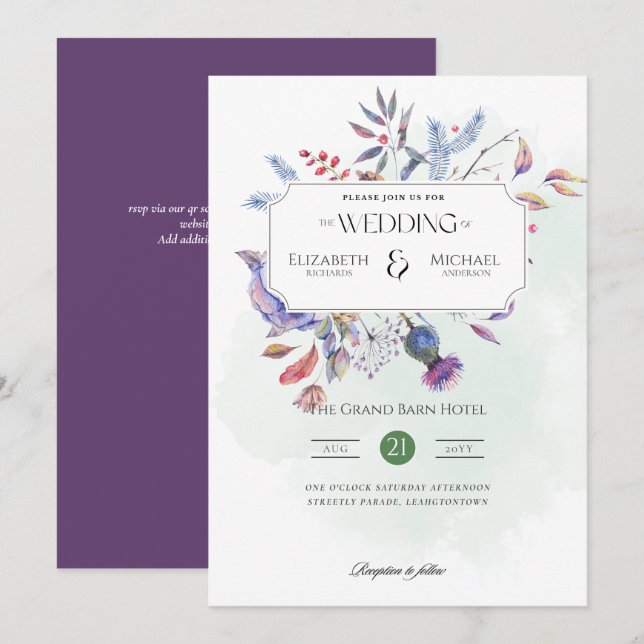 Invitación Boda de impresión o descarga de fragmentos de invi (Anverso / Reverso)
