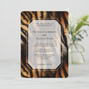 Invitación Boda de impresión para animales de tigre negro nar