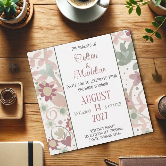 Invitación Boda De Inespiritualidad Moderna De Floral Rosa (Subido por el creador)