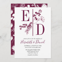 Boda de Iniciales Borgoña Moderno Simple