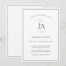 Boda de Iniciales Clásicas Blancas Elegantes y Sim