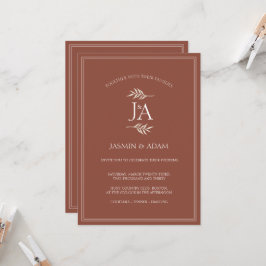 Invitación Boda de iniciales clásicas de terracota elegante 