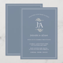 Boda de iniciales clásicas elegantes azul polvorie