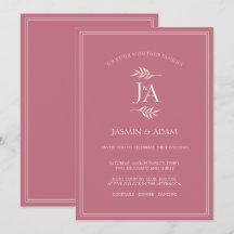 Boda de iniciales clásicas rosa magenta elegante 