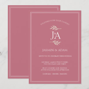 Invitación Boda de iniciales clásicas rosa magenta elegante