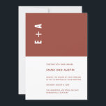 Invitación Boda de Iniciales de Bloque de Color Minimalista d<br><div class="desc">Puede ser totalmente personalizado para satisfacer sus necesidades. © Gorjo Designs. Hecho para ti a través de la plataforma Zazzle. // ¿Necesita ayuda para personalizar su diseño? ¿Tienes otras ideas? No dude en ponerse en contacto conmigo (Zoe) directamente a través del botón de contacto de abajo.</div>
