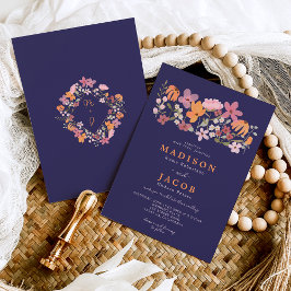 Invitación Boda de iniciales de flores silvestres de Boho mea