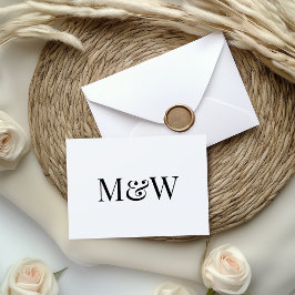 Invitación Boda de Iniciales de Monograma Blanco y Negro Mode