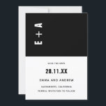Invitación Boda de Iniciales Minimalistas en blanco y negro e<br><div class="desc">Puede ser totalmente personalizado para satisfacer sus necesidades. © Gorjo Designs. Hecho para ti a través de la plataforma Zazzle. // ¿Necesita ayuda para personalizar su diseño? ¿Tienes otras ideas? No dude en ponerse en contacto conmigo (Zoe) directamente a través del botón de contacto de abajo.</div>