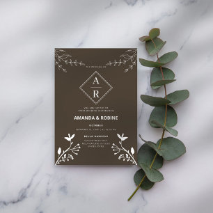 Invitación Boda de Iniciales Sencillas Elegantes