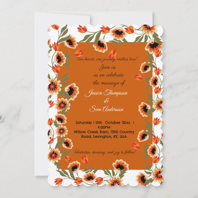 Invitación Boda de inspiración folclórica rudiana escandinava (Anverso)