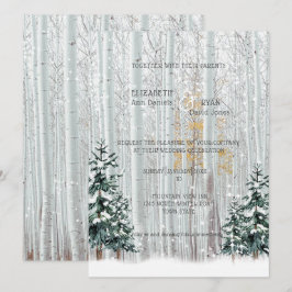Invitación Boda de invierno abedules y pinos nieve