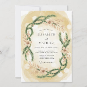 Invitación Boda de invierno acogedora dorada
