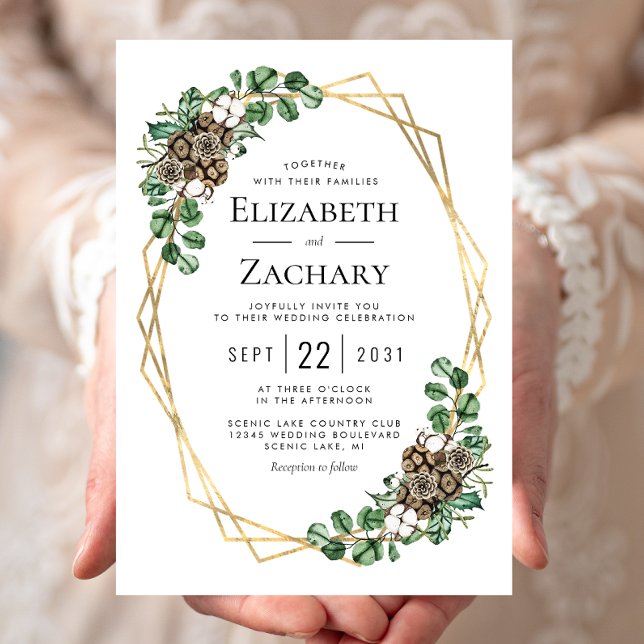 Invitación Boda de Invierno Acuarela Verdor Piñas (Subido por el creador)