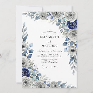 Invitación Boda de invierno ártico azul marino