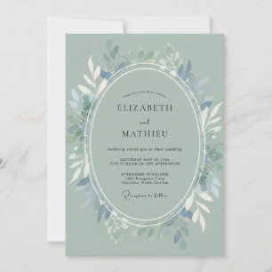 Invitación Boda de invierno ártico en verde salvia