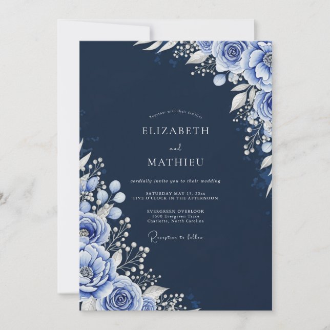 Invitación Boda de invierno ártico naval (Anverso)