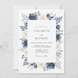 Invitación Boda de invierno atmosférica índigo