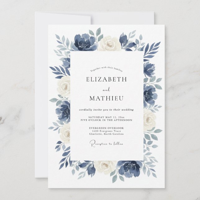 Invitación Boda de invierno atmosférica índigo (Anverso)