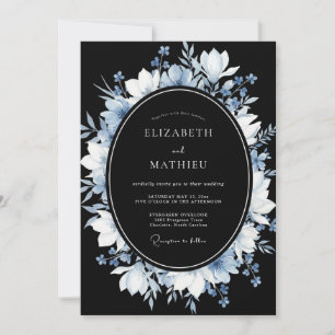 Invitación Boda de invierno atmosférica negra