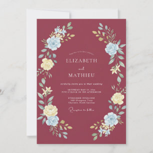 Invitación Boda de Invierno Atractiva Granate