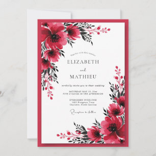 Invitación Boda de invierno atrevida en color carmesí