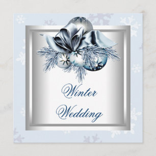 Invitación Boda de Invierno Azul Blanco Copo de Nieve