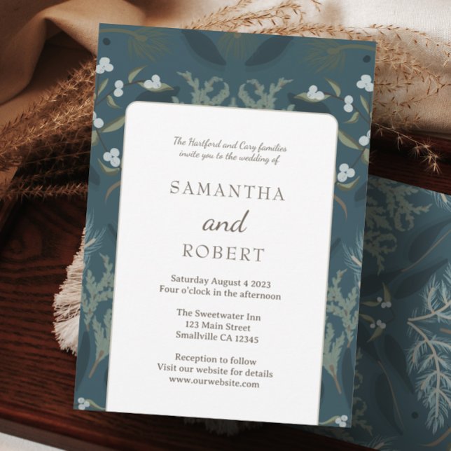 Invitación Boda de invierno azul de la Marina Azul (Subido por el creador)