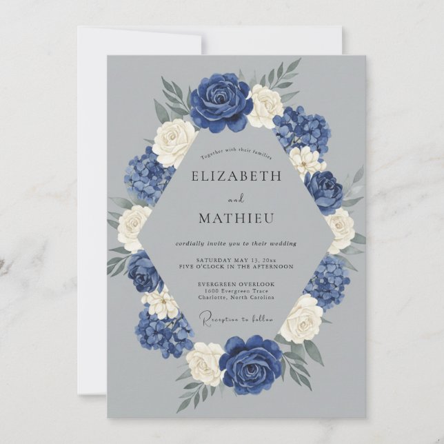Invitación Boda de invierno azul marino (Anverso)