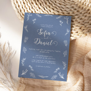 Invitación Boda de invierno azul minimalista