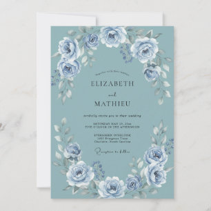 Invitación Boda de invierno azul pizarra pulida