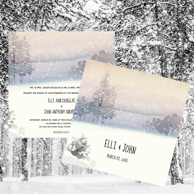 Invitación Boda de invierno azul y blanco (Winter Wedding Blue and White Invitation)
