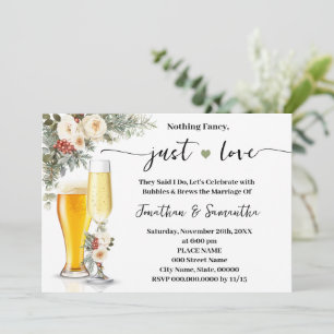 Invitación Boda de invierno blanca sin nada elegante solo amo