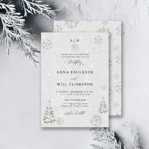 Invitación Boda de invierno Boda de Pino Blanco Negro Maravil