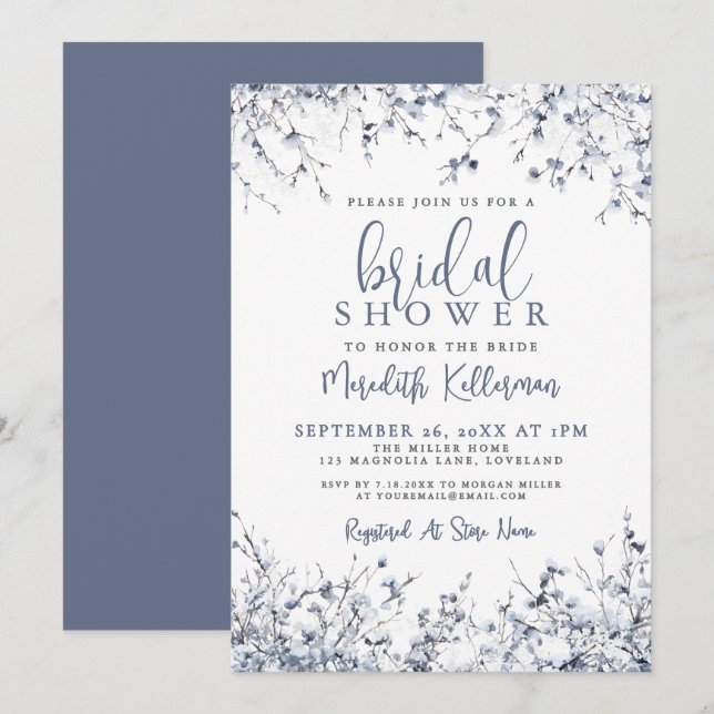 Invitación Boda de invierno botánica Shower (Anverso / Reverso)