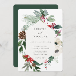 Invitación Boda de invierno chic botánico de Navidad