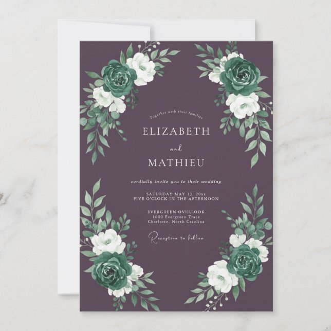 Invitación Boda de Invierno Ciruela Divina (Anverso)