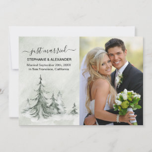 Invitación Boda de invierno con abetos al acuarela