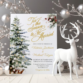 Invitación Boda de invierno con acuarela de vacaciones para n