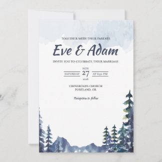 Invitación Boda de invierno con acuarela en Mountain Pine Rid