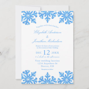 Invitación Boda de invierno con copo de nieve azul